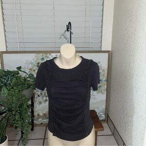 Pilcro Charcoal Short Sleeve Ruffle-Panel Tee. Size small.